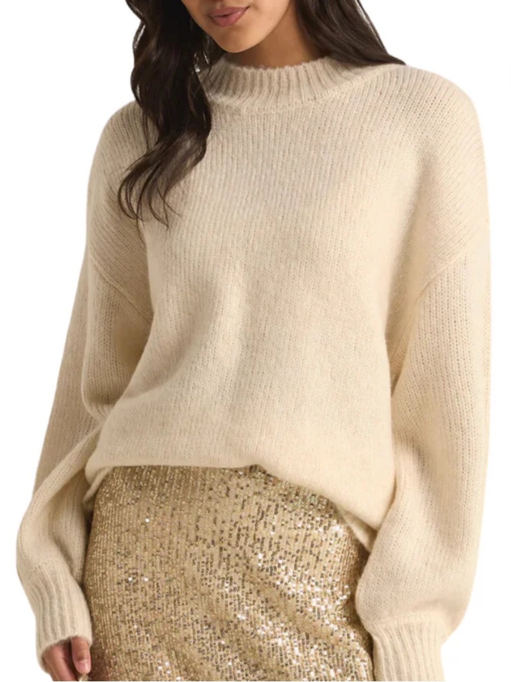 Z Supply Danica Sweater in Sea Salt Size Medium NWT Preppy Capsule Wardrobe $89 - Picture 1 of 9